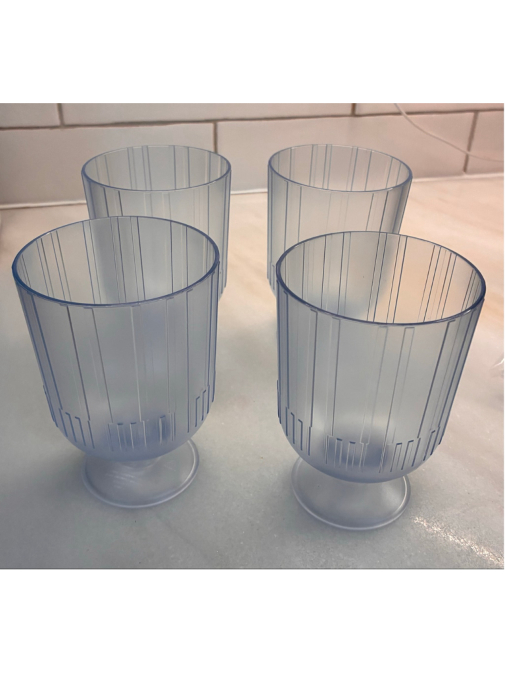 Hearth & Hand with Magnolia Blue Ribbed Tritan Drinkware Set of 4 plastic